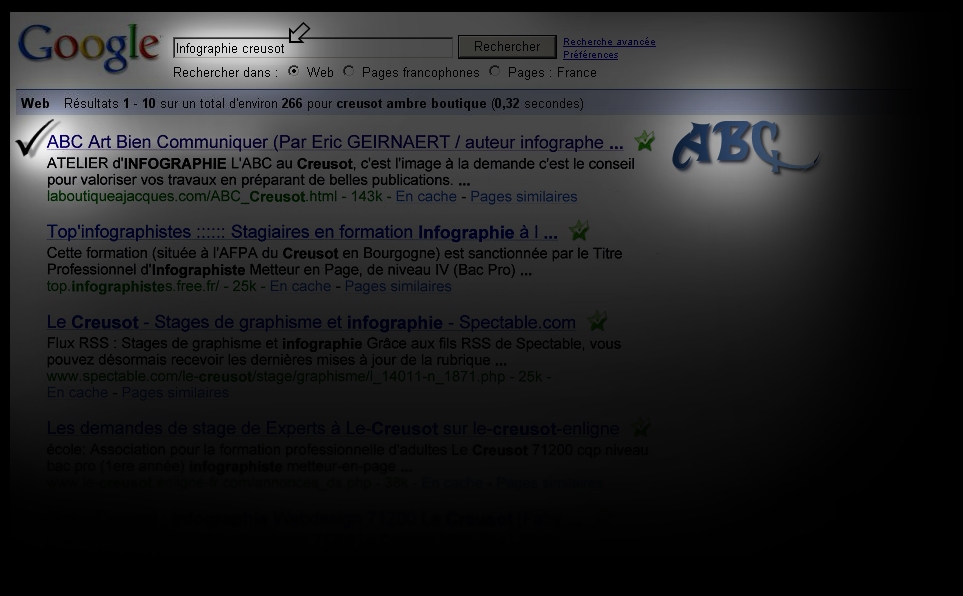 Copie d'écran WEB (réalisée en Mars Avril 2009) 